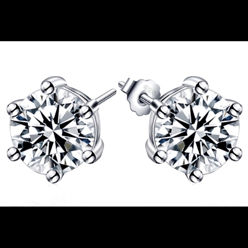 Mia Silver Cubic Zirconia Stud Earrings